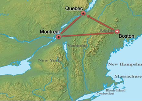 New Hampshire, Vermont, Quebec & Montreal Getaway map