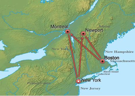 New England & Montreal Getaway map