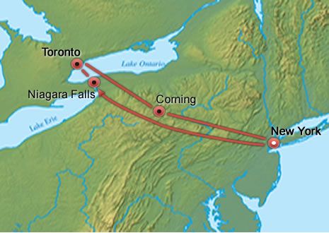 Niagara Falls, Toronto, & Finger Lakes map