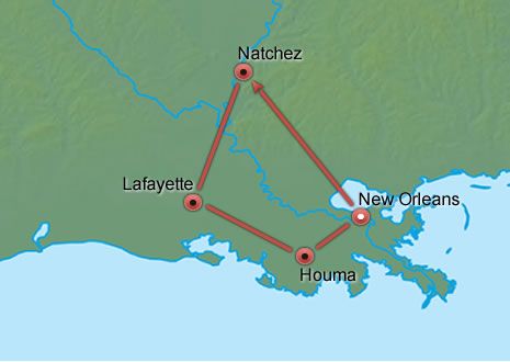 Cajun Country Getaway map